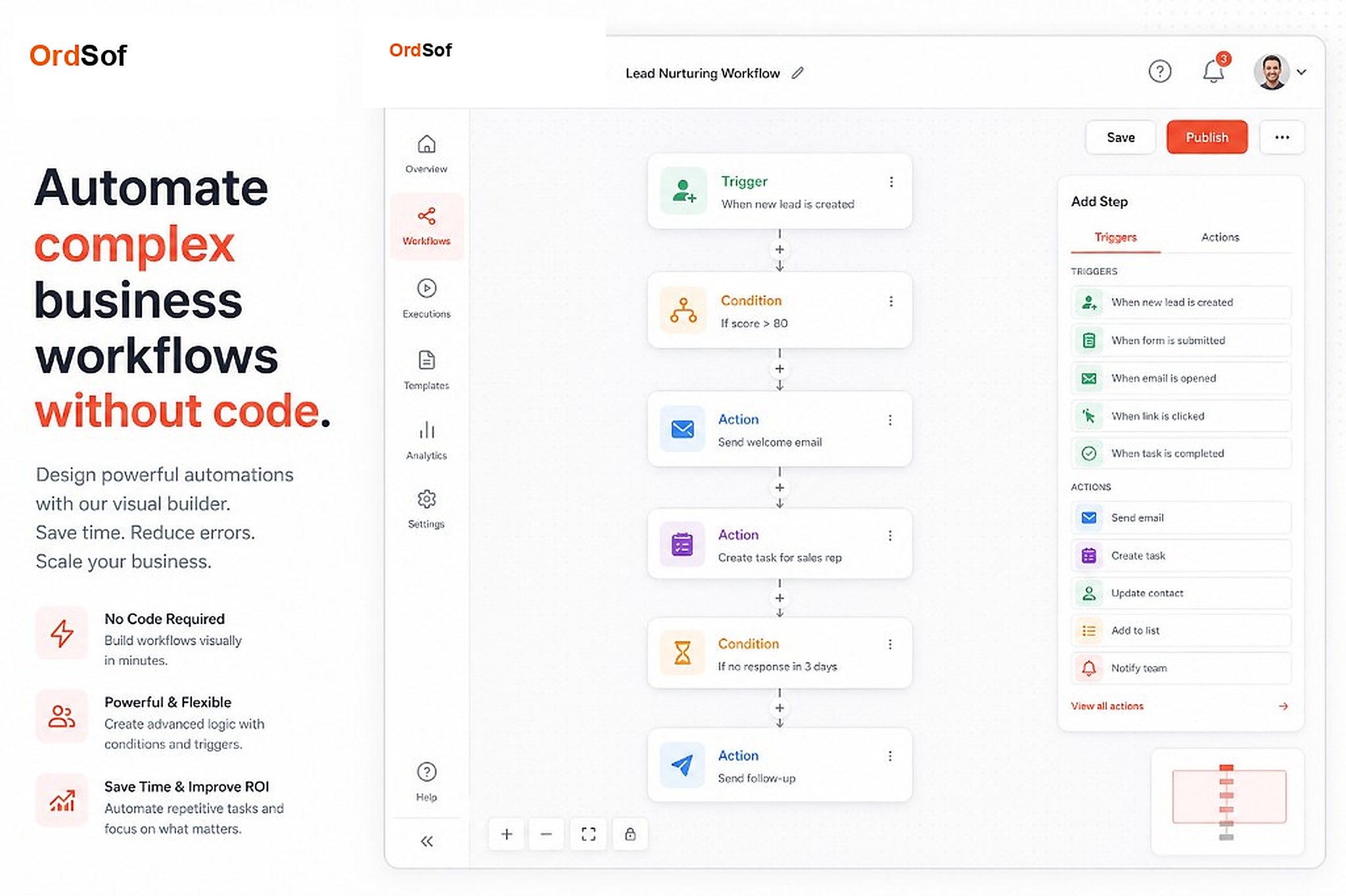 OrdSof visual workflow automation builder